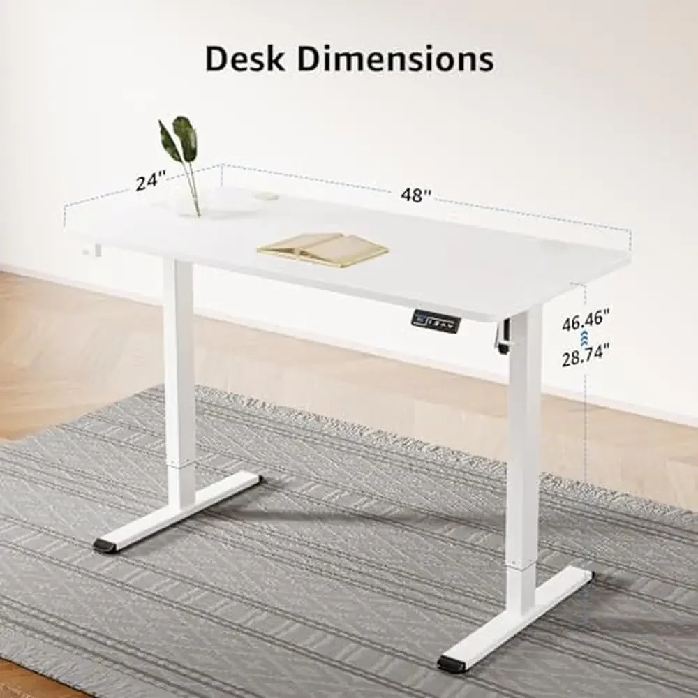 Electric Adjustable Standing Desk 48x24 Inches Memory Controller Ergonomic Home Office Solid Construction Quiet Motor Spacious