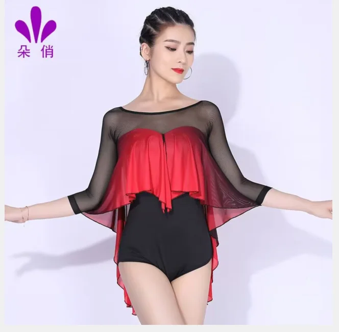 

1pcs/lot woman gradient latin dancing top lady ballroom waltz dancing top