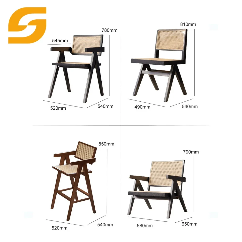 SUNLINK Nowy projekt jesionowej ramy Rattanowe siedzisko Kawiarnia Wypoczynek Ramię Krzesło do jadalni