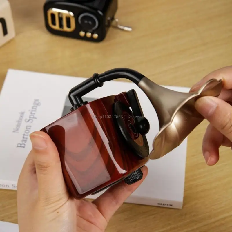  Antique Design Hand Crank Music Box Mini Gramophone For Gift And Home Decors