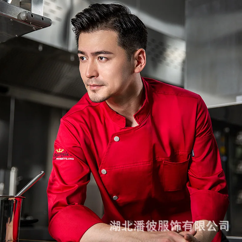 Catering Chef Overalls Long Sleeve Autumn And Winter Clothes High-End Hotel Restaurant Canteen Chinese Restaurant Rear Clothes F