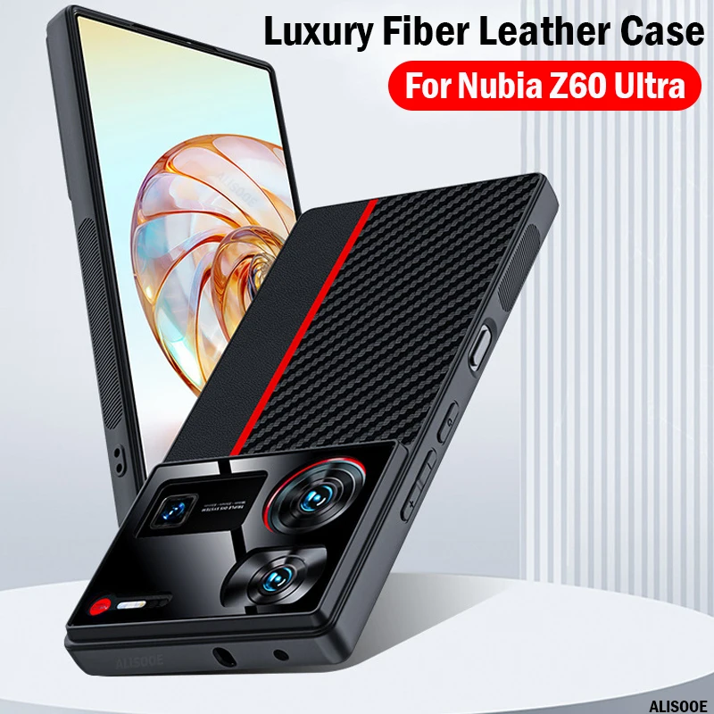 Funda a prueba de golpes para Nubia Z60 Ultra, cubierta protectora de cuero PU con textura de fibra de lujo, Capa Ultra 5G