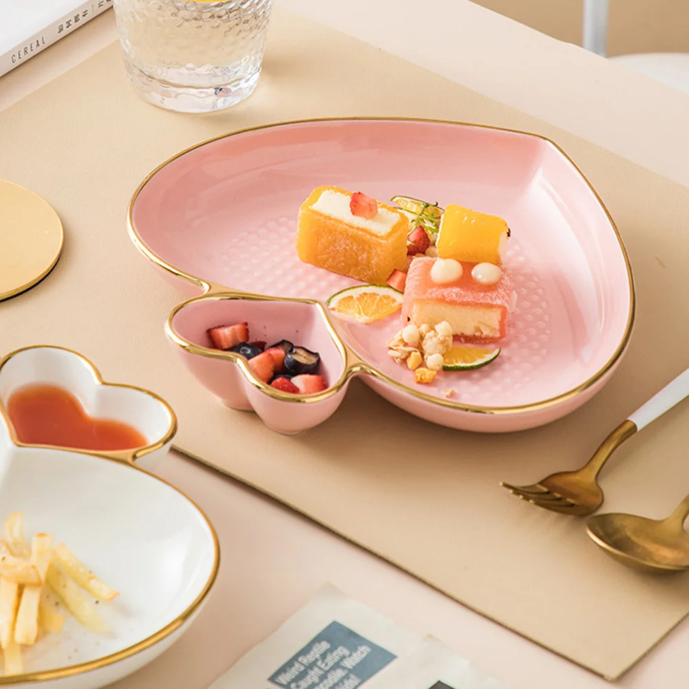 

Waterproof Ceramic Heart Dumpling Plate Practical Food Serving Dish Easy Clean Compact Kitchen Tableware