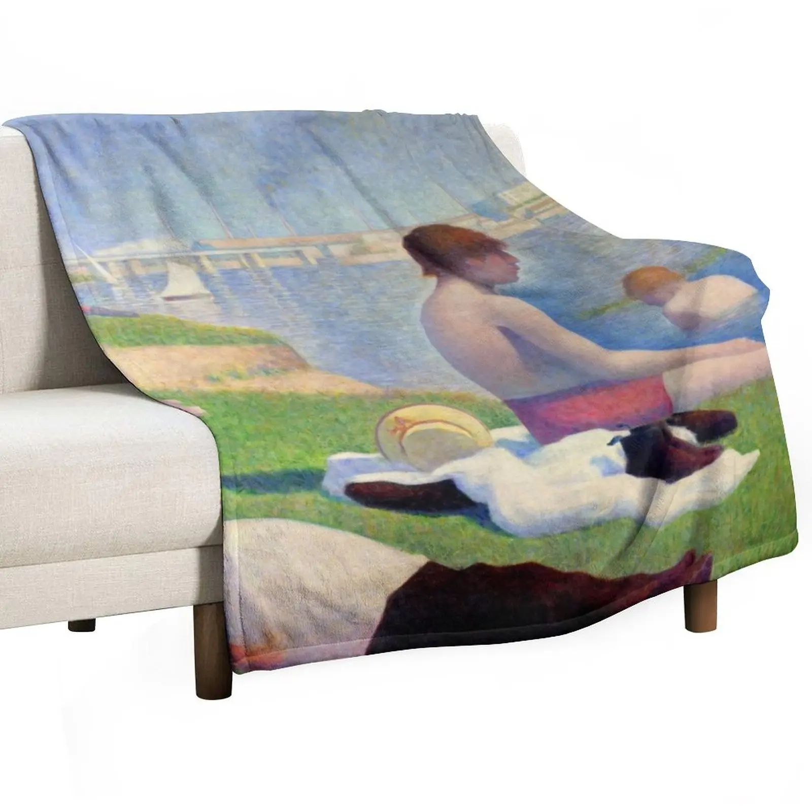 

Georges Seurat Bathers at Asnières Throw Blanket Hairys Decorative Sofas Fashion Sofas Weighted Blankets