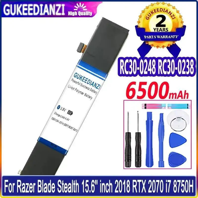 

Аккумулятор для ноутбука Razer Blade Stealth 15,6 2018 Rtx 2070 I7 8750H Стабильный RC30-0248 RC30-0238 6500 мАч Надежный источник питания