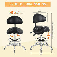 Hydraulic Rolling Swivel Adjustable Stool Chair for Salon Spa Beauty Massage Dental Clinic Home Office Use(Black)