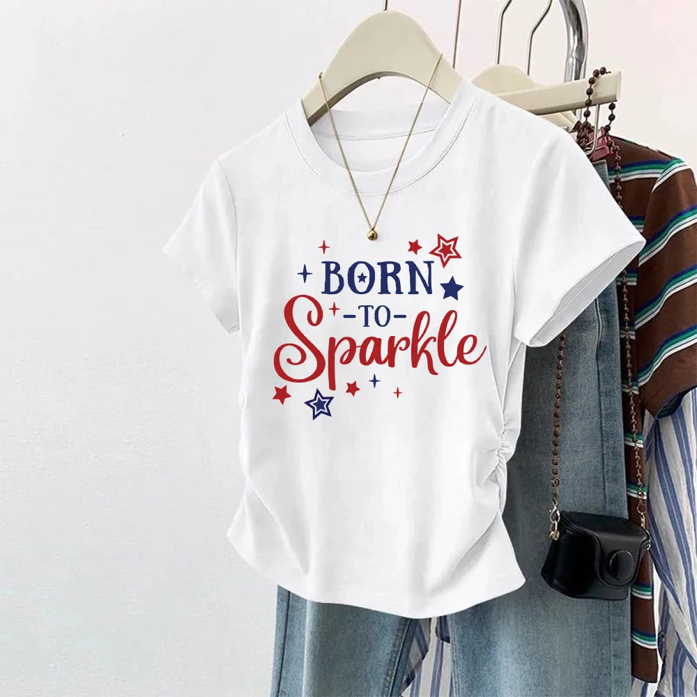 

New Women T Shirt Pullover Slim Korean Version Cartoon Group Printed T-Shirt Casual Tops Tees Short Sleeve Couples T-Shirt