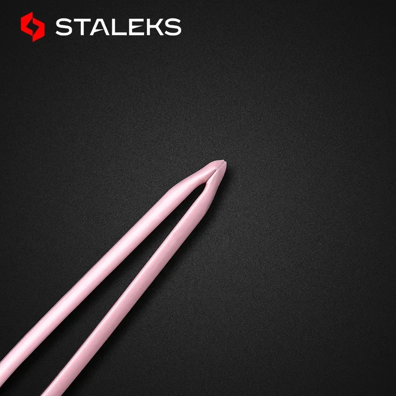 STALEKS BEAUTY&CARE 11-3 New High Quality Pink Slant Tip Eyebrow Tweezers Stainless Steel Hair Removal Beauty Makeup Tool