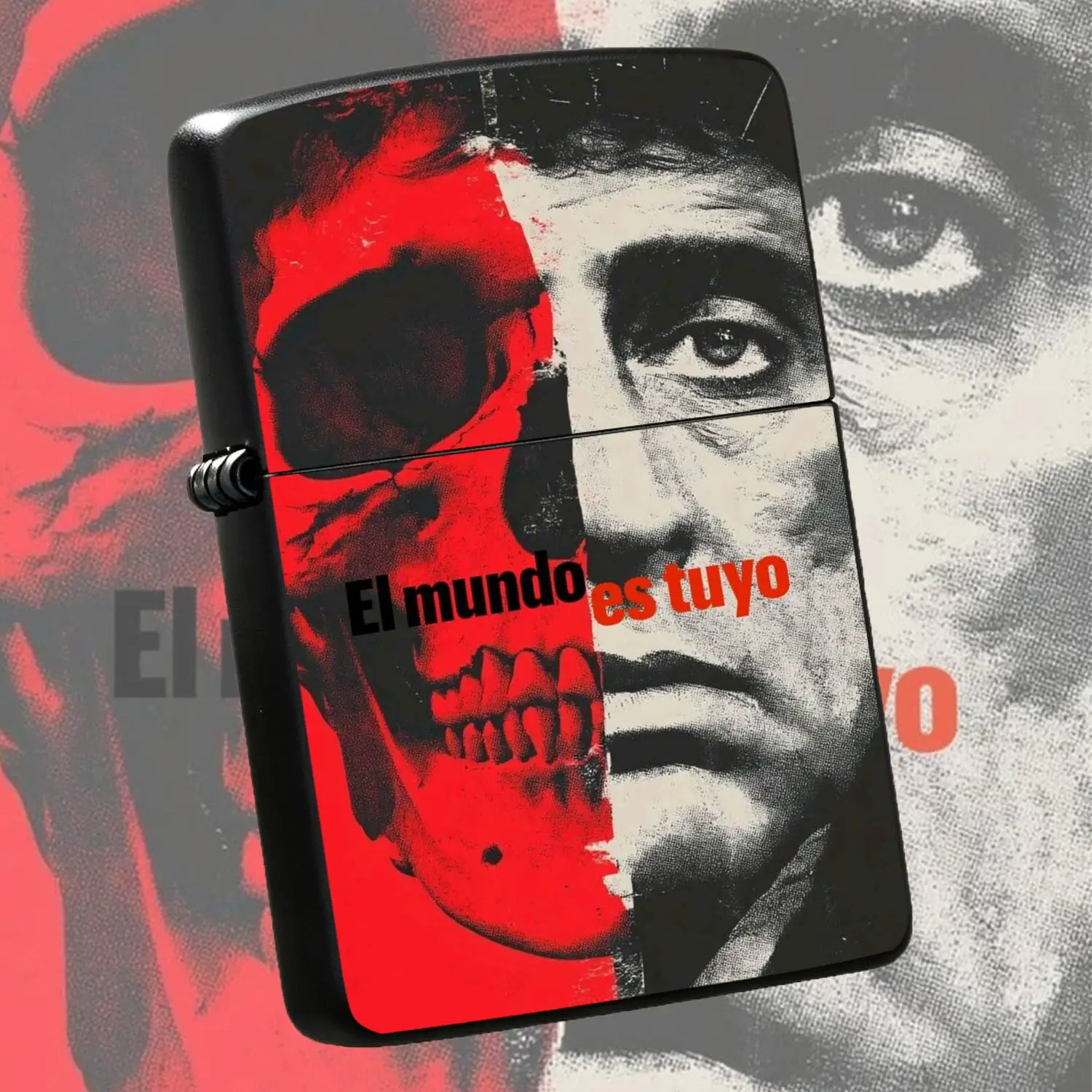 Retro Aesthetic Half Face Skull Print Lighter Creative 