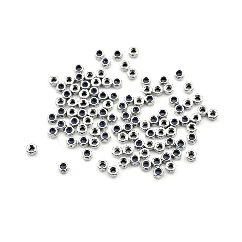 1/100 Pz Tono Argento M3 x 0.5mm In Acciaio Inox Nylock Nylon Inserto Esagonale Dadi di Bloccaggio Sette stelle fiore di pruno intrecciato a mano dado