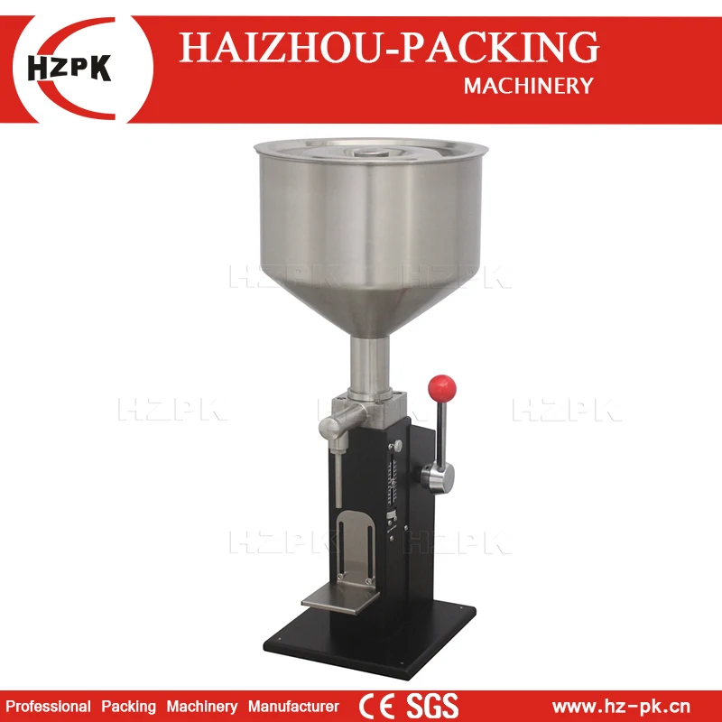 HZPK Hot Sale Stainless Steel Black Cheap Paste Liquid Small Packing Handle Manual Fillling Machine 5-50ml And 10-100ml A03-E