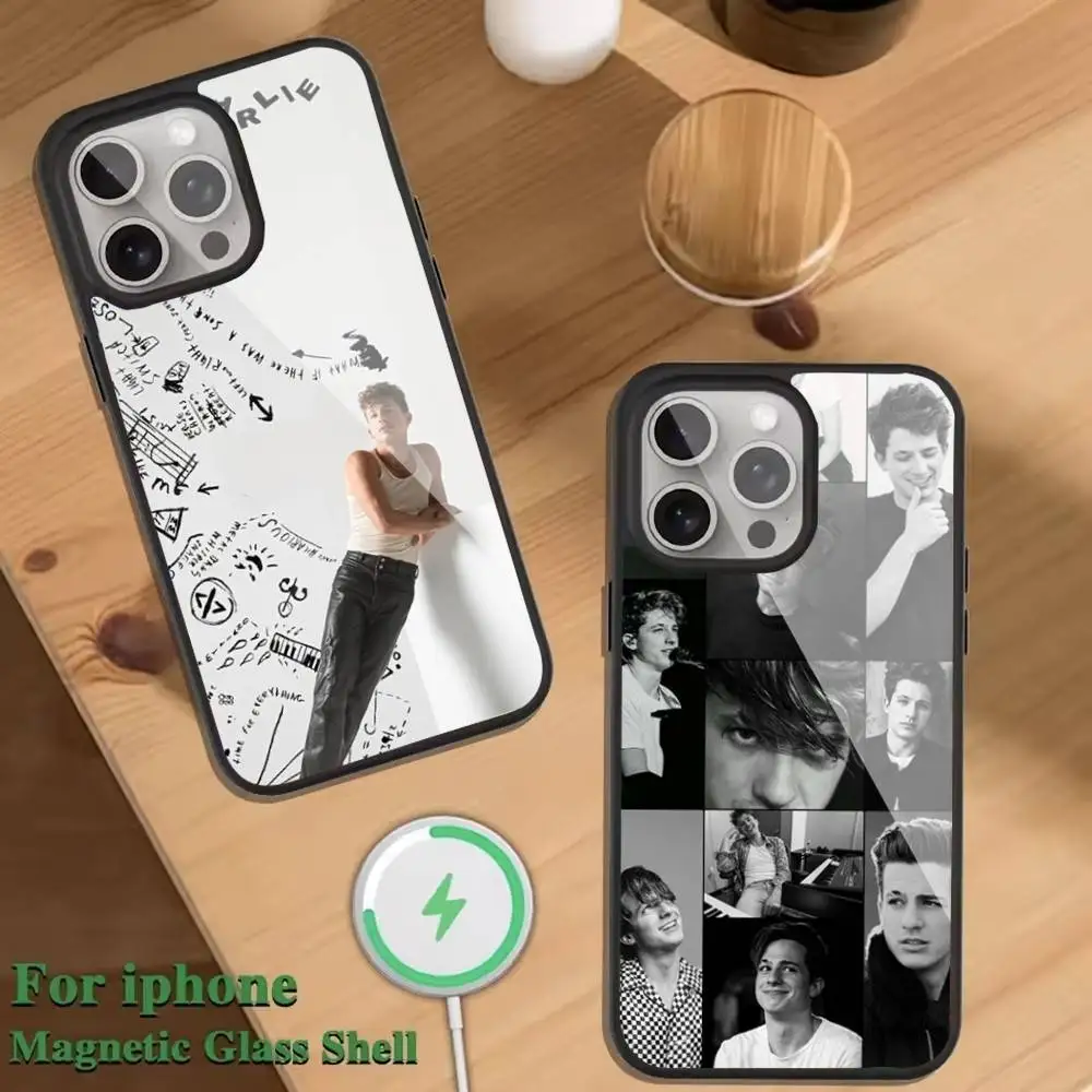 

C-Charlie P-Puth Eyebrow Phone Case For Magnetic Wireless Charge Cover For iphone 16 15 14 13 12 11 Pro Max Plus Coque