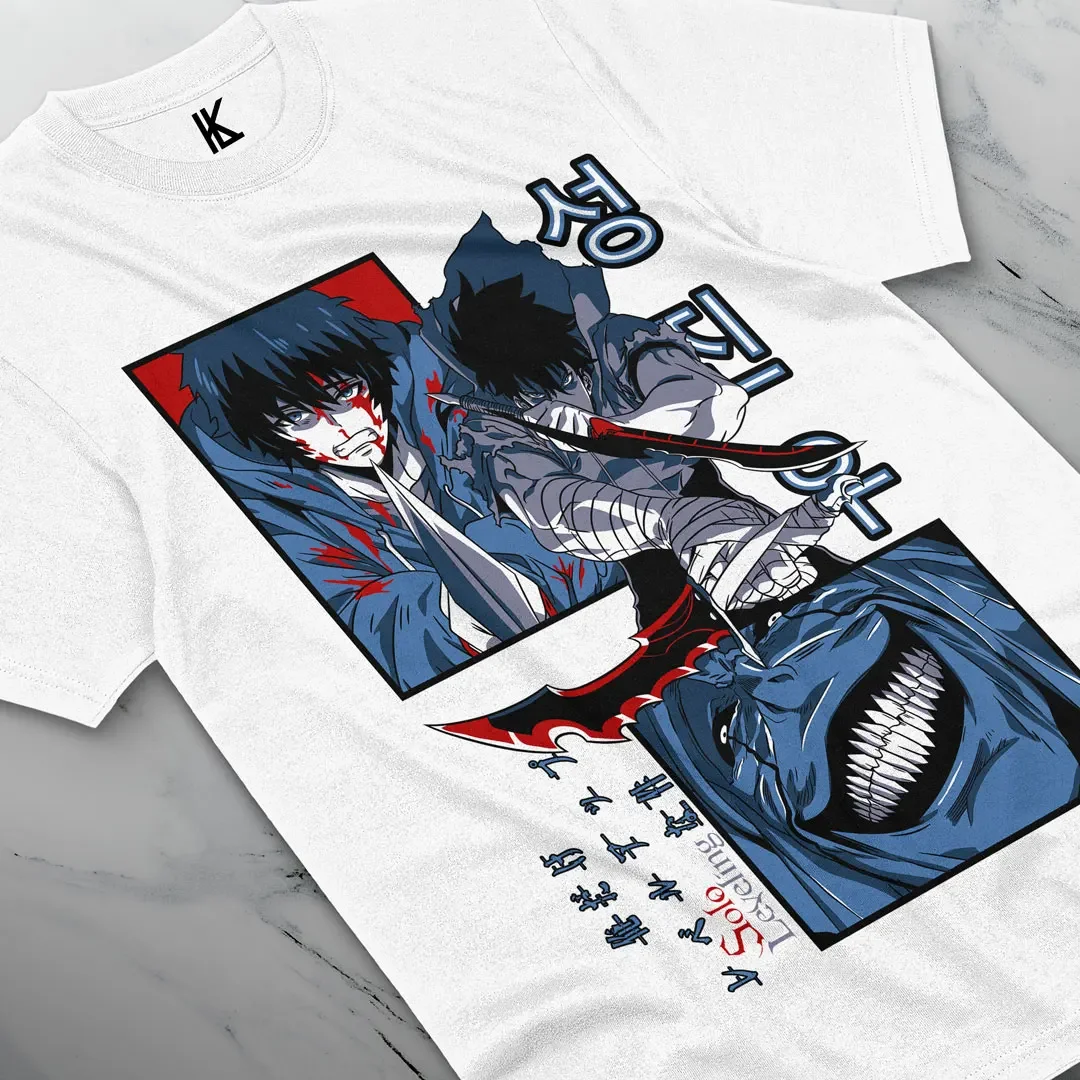 Solo Leveling Shirt Sung Jinwoo Tee Liu Zhigang T-Shirt Anime Jonas Reiji Tshirt Cotton