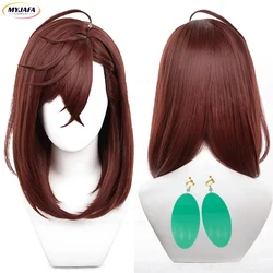 Momo Ayase Cosplay Perruque Synthétique Courte, Rouge, Marron, Perruques Anime Cosplay, Perruques Degré de Chaleur, Bonnet, 43cm