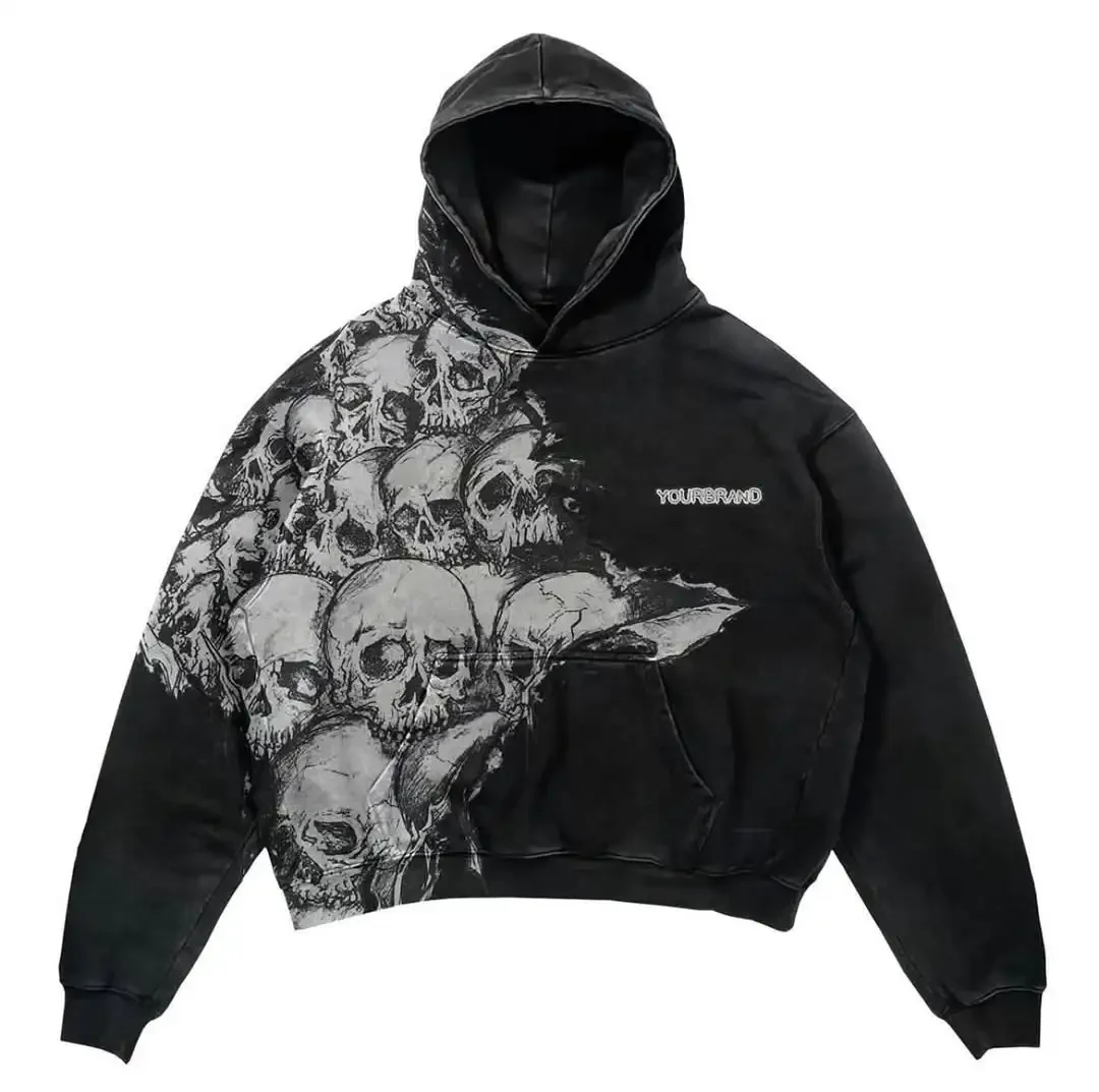 Autumn and winter fashion sportswear luxury brand black and white skull letter hooded mens street wear hooded Harajuku clothing