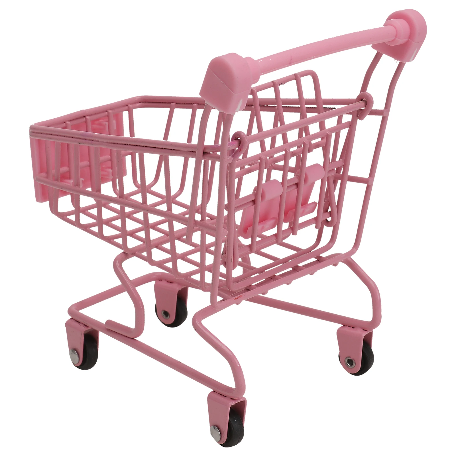 

1pc Mini Shopping Cart Hand Props Trolly Storage Basket Supermarket Snack Kids Handle Sundries Desk Plastic High Quality