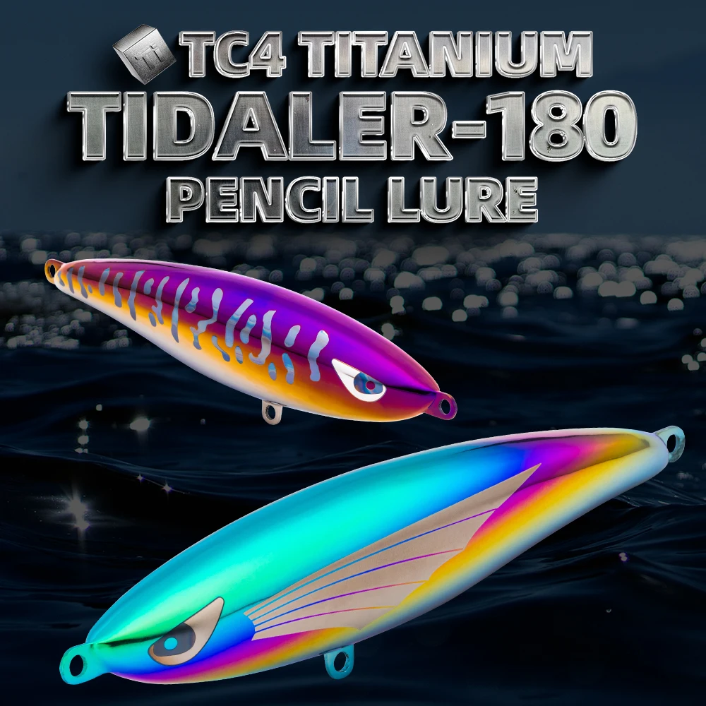 2026  For Titanium TC4 Deep Sea Pencil Lure Hard Bait 180mm 80g Casting 100M+ Large Splash Saltwater Fish Top-water Floating