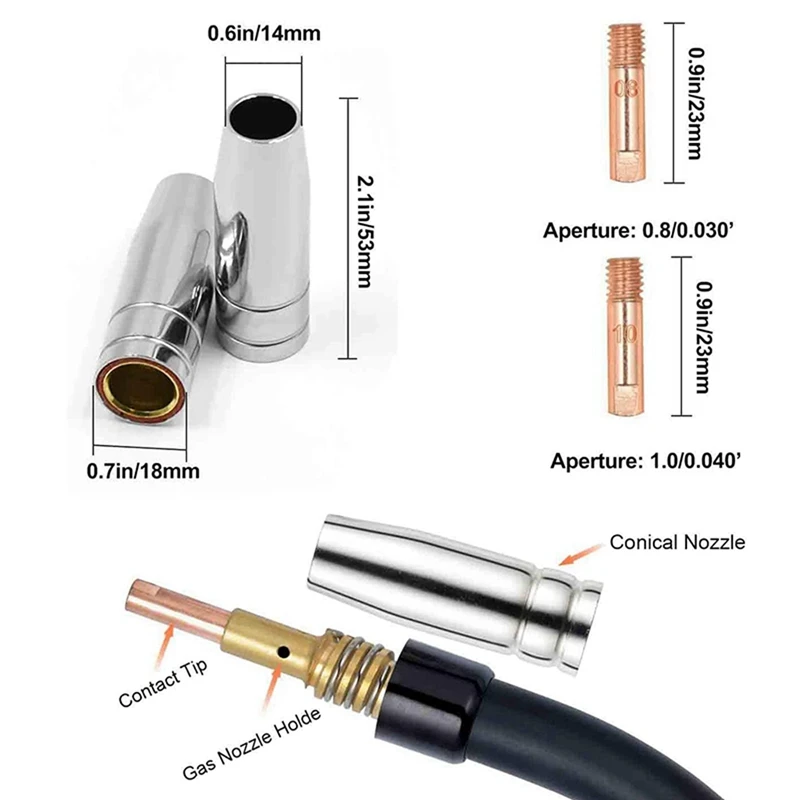 Лидер продаж! 84 шт., контактный наконечник для сварки Mig Mb15 15Ak 0,8/1,0 мм 0,30 дюйма