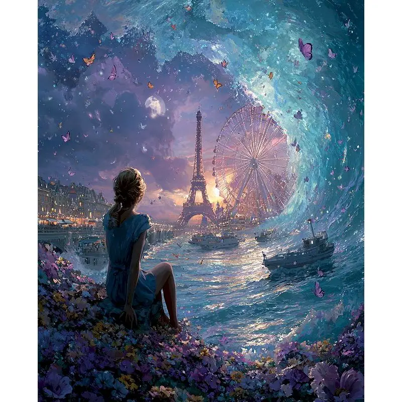 GATYZTORY Paint By Numbers For Adults Picture Paint Seaside Landscape Craft Supplies Living Room Decoration Digital Oil Number