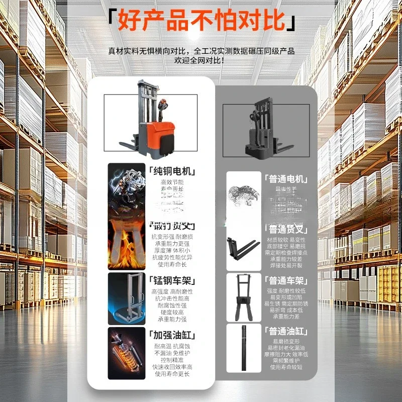 

Stacker Electric Forklift Semi-electric Hydraulic 1.5 Ton Station Stacker Lifting Handling 2 Ton Lifting Loading