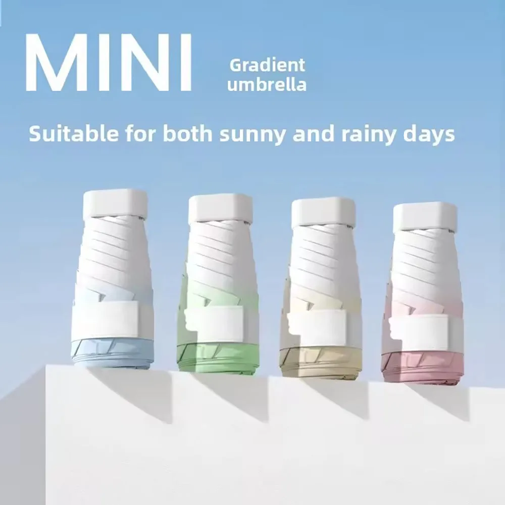 Mini Sunproof 6 Folding Umbrella Sunscreen UV Vinyl Small Sunny and Rainy Umbrella for Women Men Pocket Graduated Color Sunshade