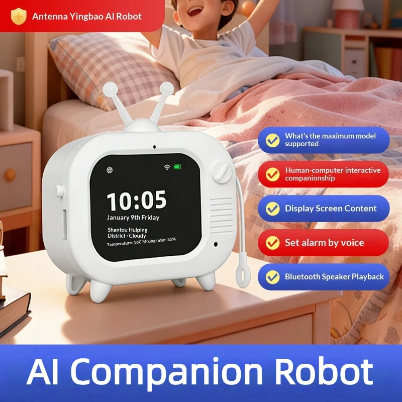 Antenna Yingbao Ai Smart Robot Voice Interactive Companion Lcd Display Alarm Clock Bluetooth Speaker Desktop Large Ai Models