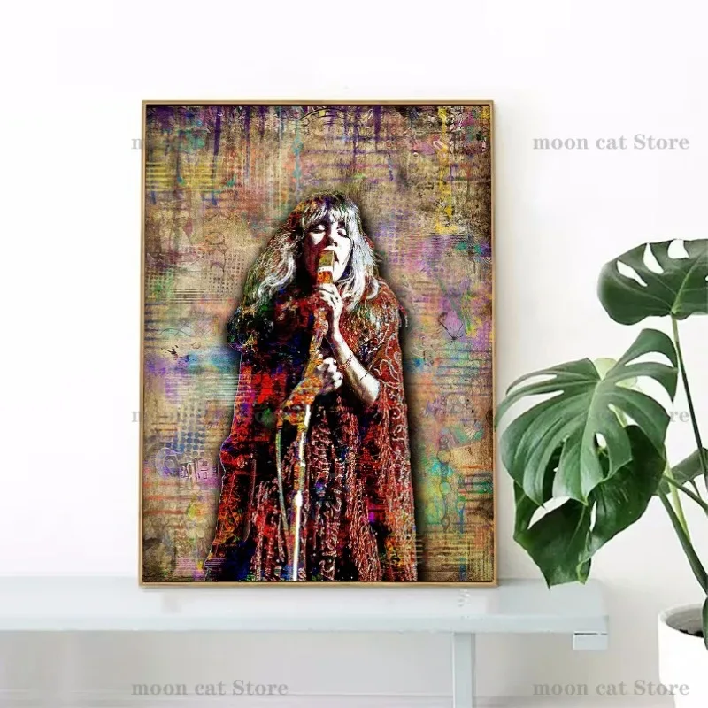 Vintage Stevie Nicks Singer Classic Portrait Poster Canvas Painting Wall Art Pictures Retro Room Home Bar Cafe Decor Fans Gift