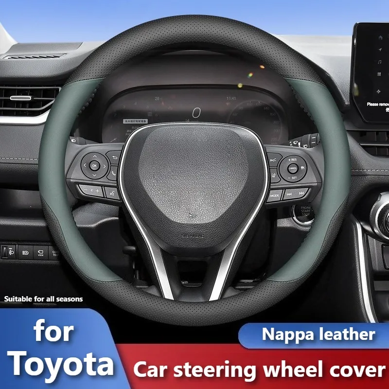 Leather Car Steering Wheel Cover for Toyota RAV4‌ Corolla‌ Cross‌ Camry‌ Highlander‌ Toyota Accessories Interior Steering Covers