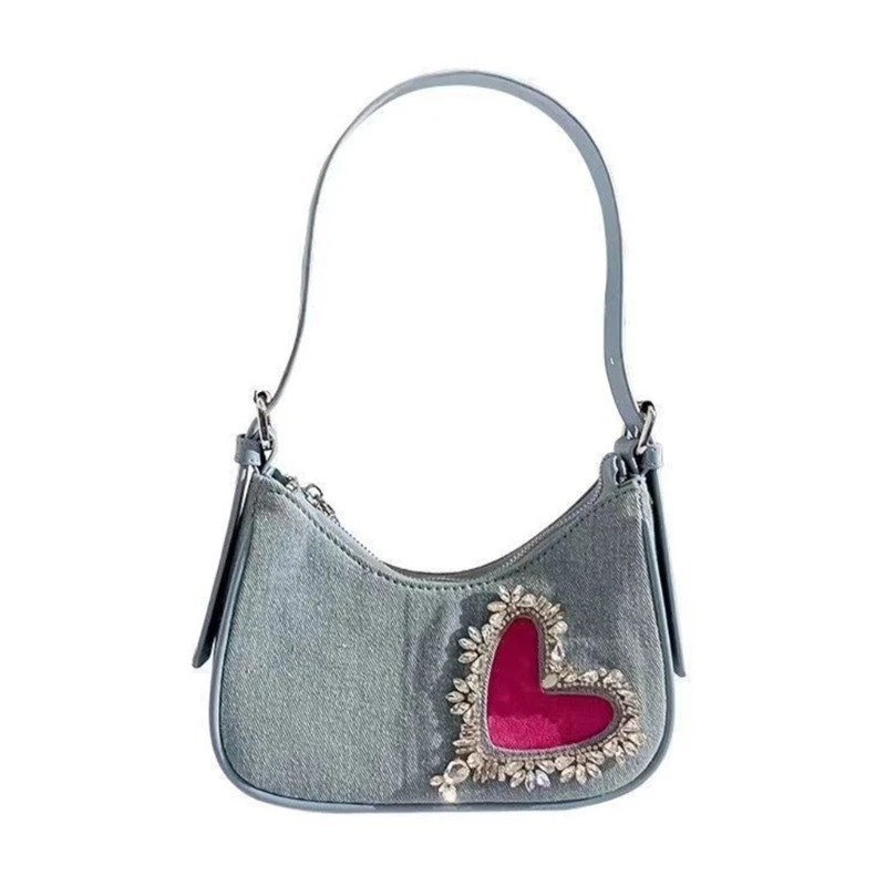 2023 Bag Shoulder Bags for Girl Women Diamond Heart Lady Purse Underarm Bag Trendy Armpit Bag Fashion Handbag