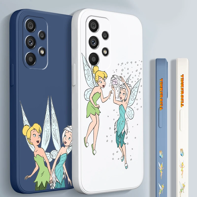 Disney Tinker Bell Liquid Left Rope For Samsung A53 A52 A33 A32 A51 A71 A21S A13 A73 A55 A72 A23 A35 A05 5G Soft Phone Case