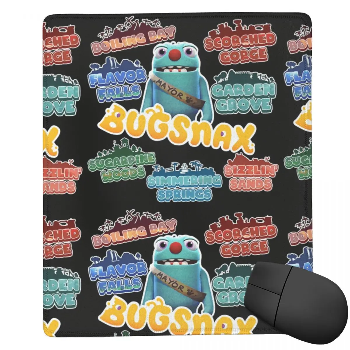

Bugsnax Locations Fan Art Pack Black Kinda Bug 7x9 in 22x18 cm Mouse Pad Computer Keyboard Mouse Mat Gamer PC Laptop Desk Mat
