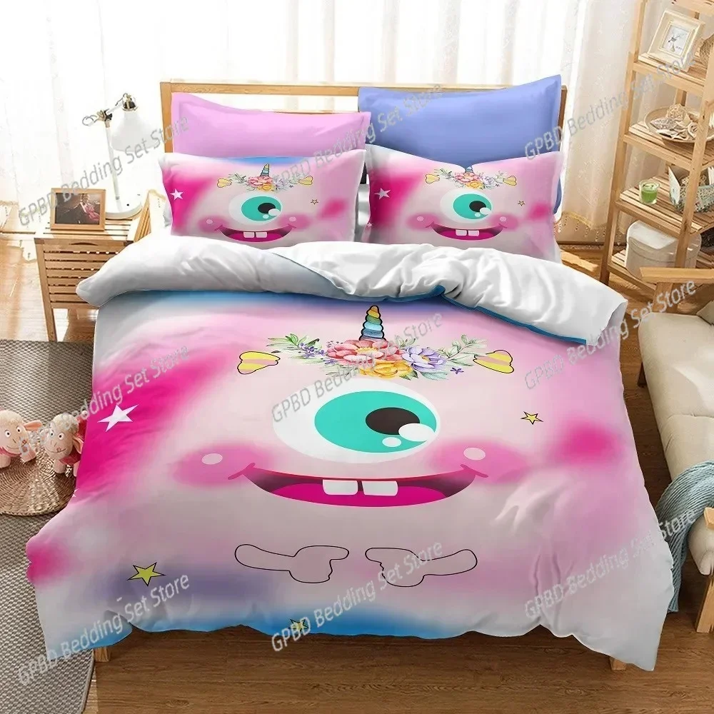 Big Eyed Monster Comfortable Duvet Quilt Cover Pillowcase Bedding Set Children Bedroom Decoration Home Textile
