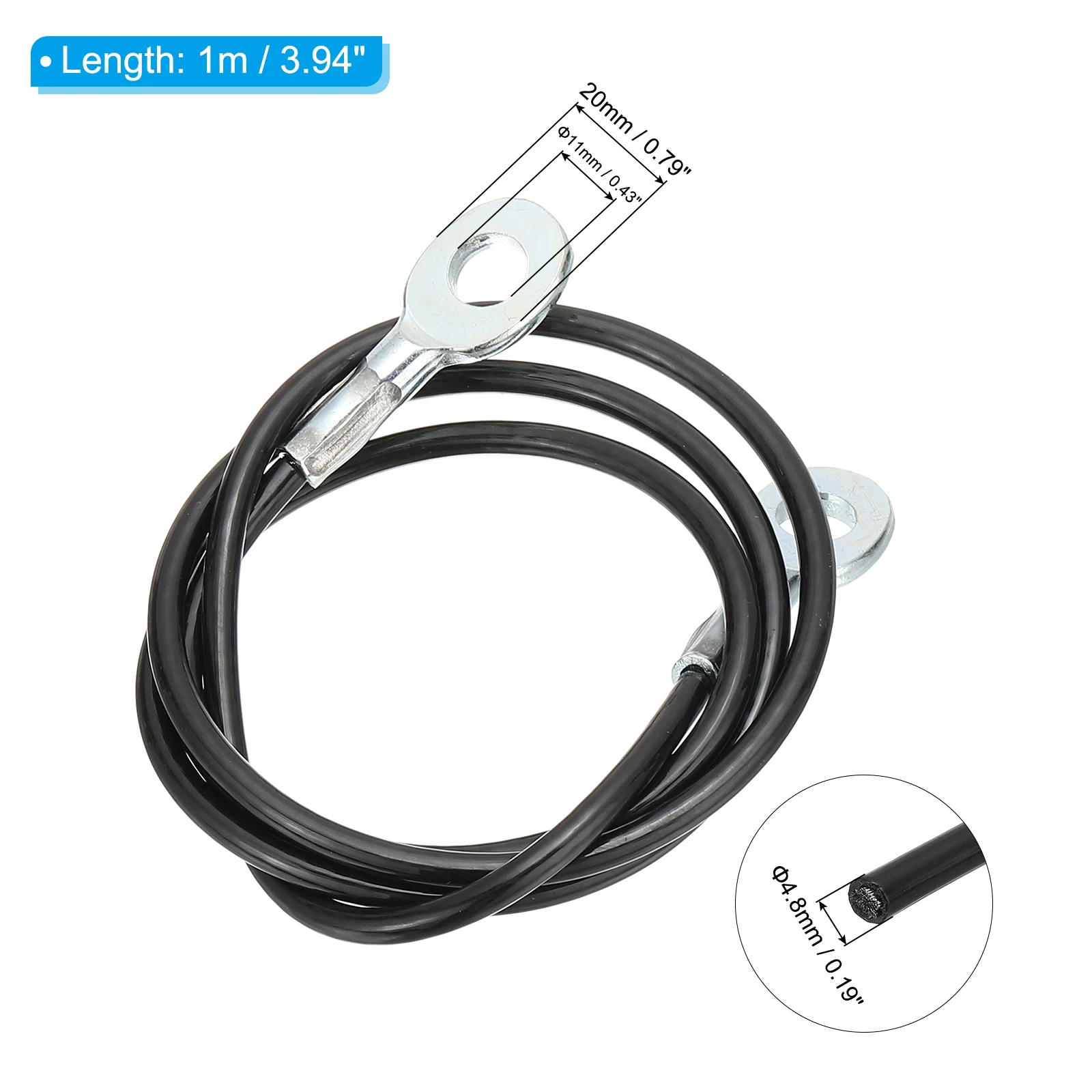 Pulley Cable Adjustable Fitness Cable Pulley System Replacement Thick 4mm Heavy Gym Cable Pulley Attachment for Home Cable Black