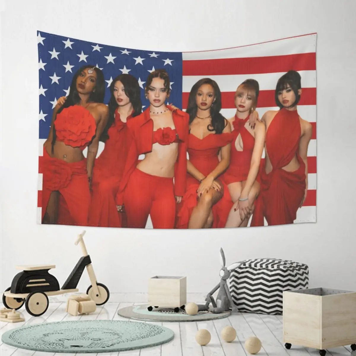 كاتسي العلم Kpop غابرييلا المشارك نسيج صورة معلقة المفروشات غرفة نوم غرفة المعيشة المنزل خلفية القماش الجدار الديكور