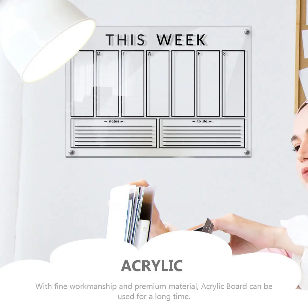 1Set Acrylic Dry Erase Memo Board Clear Message Note Board for School Home Study Office Supplies Writing College Supplies