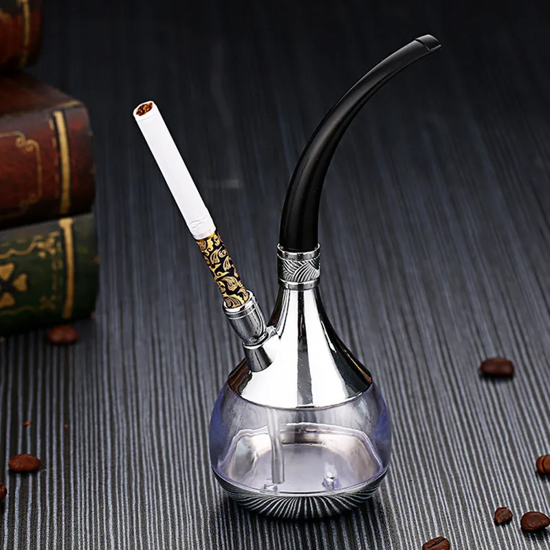 2022New Popular Bottle Water Pipe Circulating Mini Hookah Shisha Portable Tobacco Smoking Pipes Gift of Health Metal Tube Filter