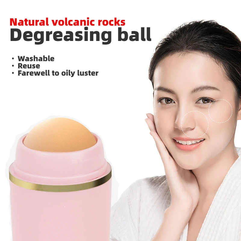 Face Oil Absorbing Roller Natural Volcanic Rolling Stick Ball Facial Massage Body Stick Pores Cleaning Roller Face Skin Care