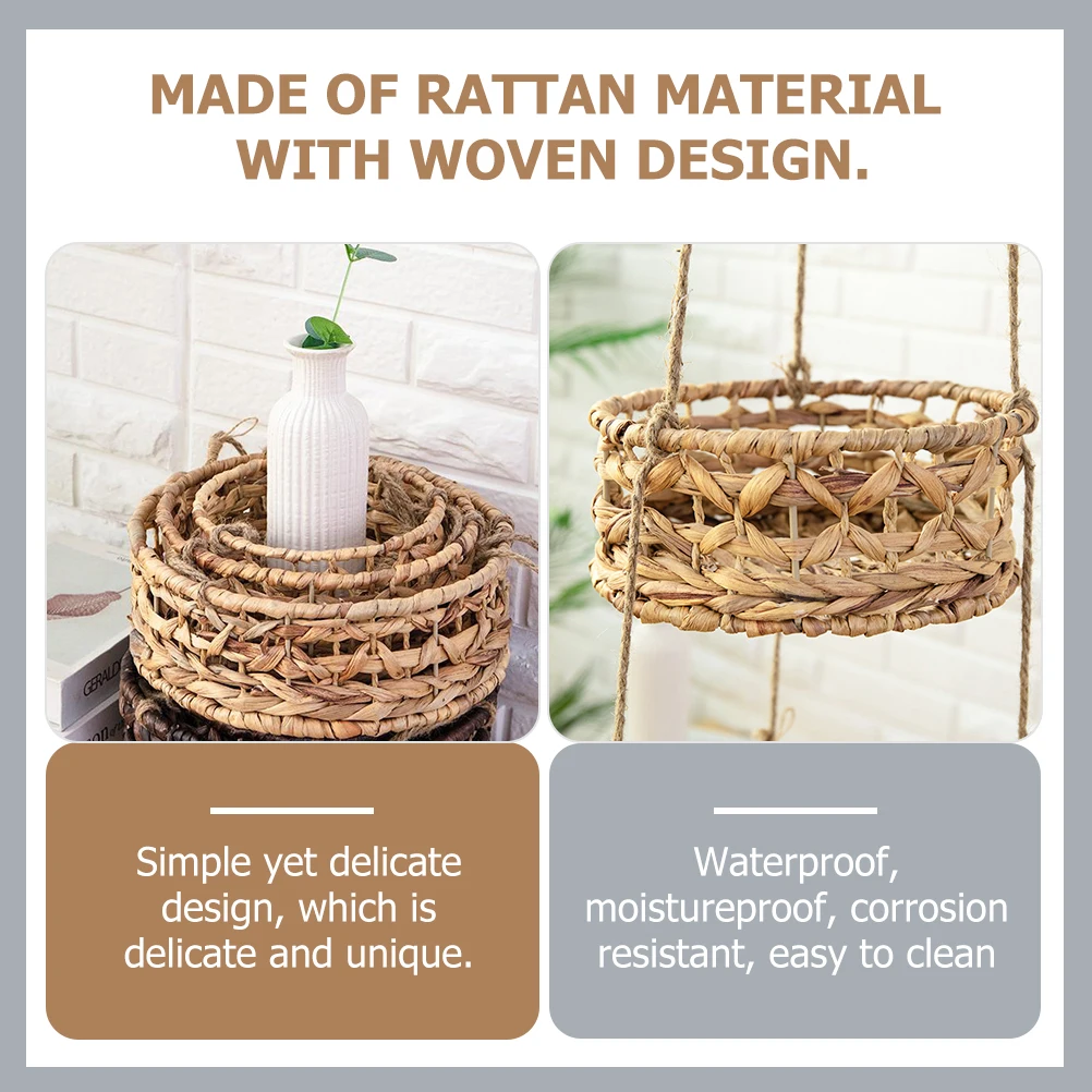 

Rattan Cradle Flower Basket Wicker Hamper Toy Woven Wall Decor Hanging Storage Decorative