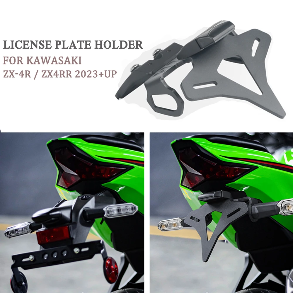 

Motorcycle License Plate Holder For Kawasaki ZX-4R ZX-4RR ZX4RR ZX4R 2023 2024 Rear Short Tail Stock Tidy Tailstock Bracket Kit