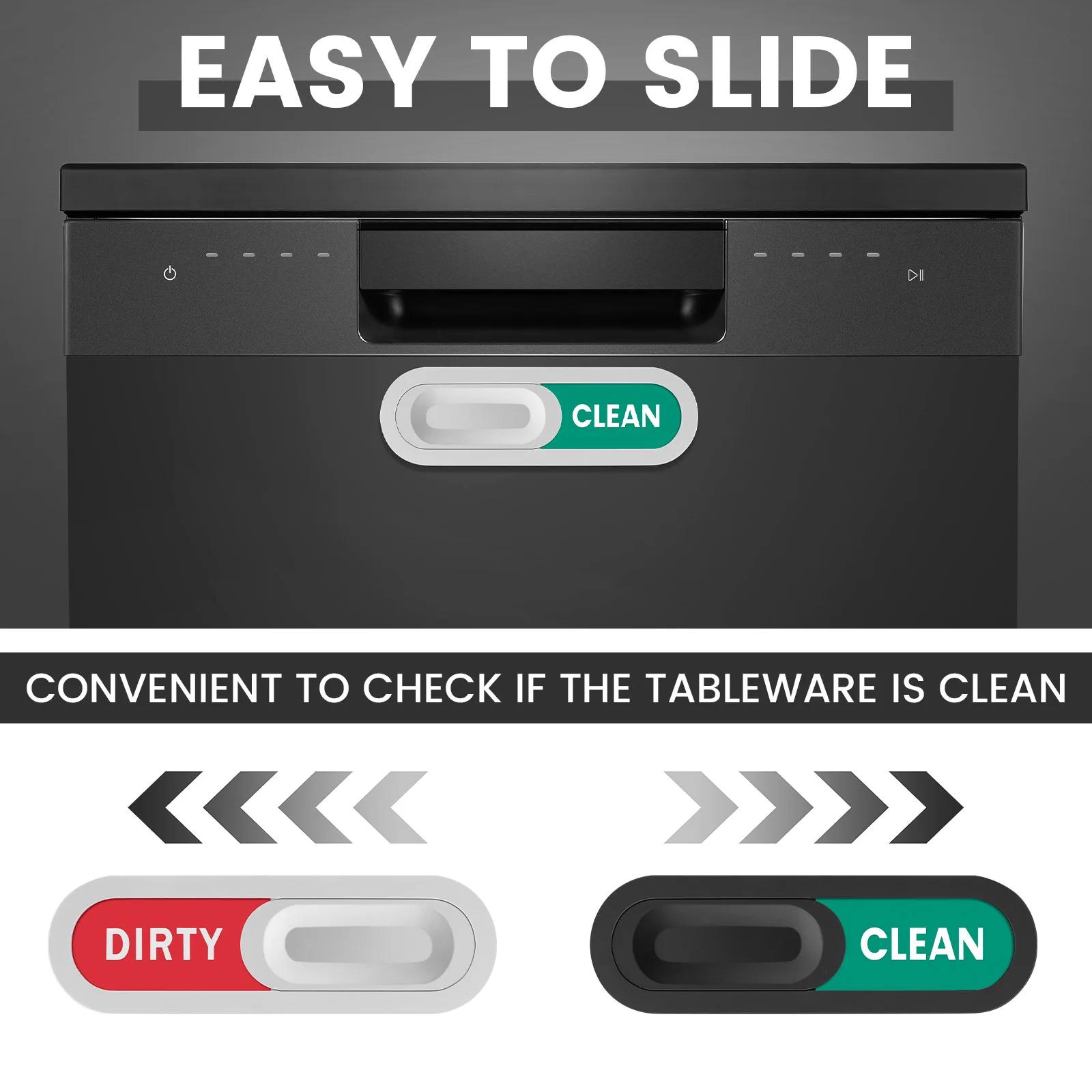 Mini Clean Dirty Dishwasher Magnet Indicator Sign Large Text Magnetic Indicator Sliding Labels with Extra Adhesive Stickers