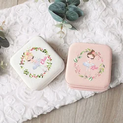 Personalized Leather Jewelry Box Girl’s Fairy Jewelry Box Travel Case Jewelry Organizer Ring Case Kids Birthday Christening Gift