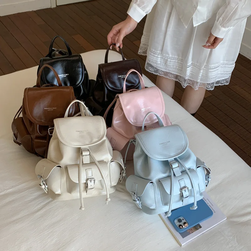 Women Backbag Soft pu Leather Travel Backpack Fashion Sac A Dos School Bags for Teenage Girls bagpack Daily Errands, Short Trips