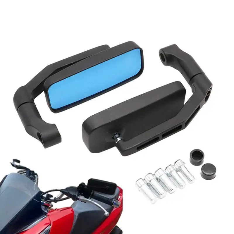 Motorcycle Hand Bar End Mount Clamp Rearview Mirrors Motorcycle Handlebar End Mirror Universal Adjustable Wide Angle Side Mirror