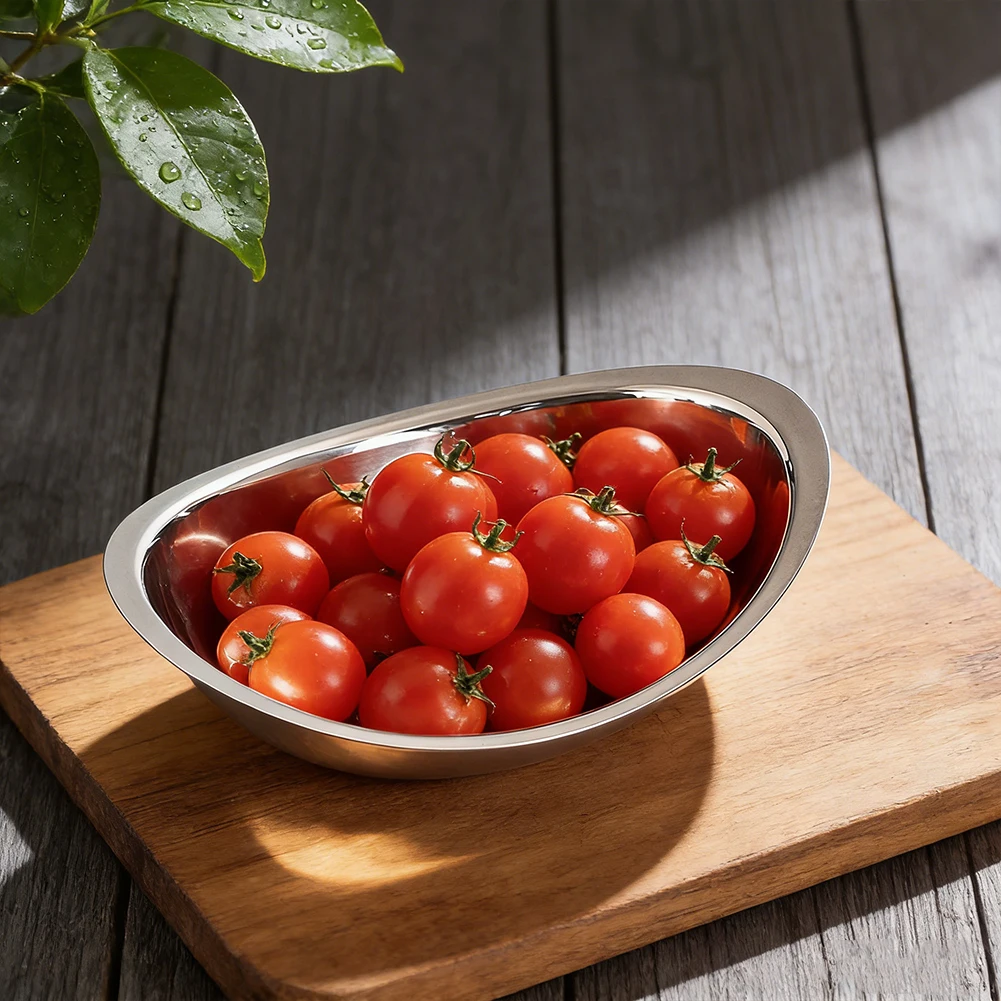 

Stainless Steel Bowl Korean Style Serving Bowl Heavy Duty Snack Fruit Dessert Dish Microwave Dishwasher Safe Kitchen Tableware