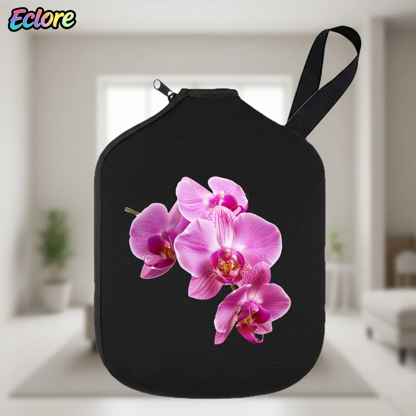 Pink Orchid Pickleball Paddle Bag - Zipper Closure Sports Equipment Storage Case, Ideal for Outdoor Games, Ping Pong, Tennis, view 4