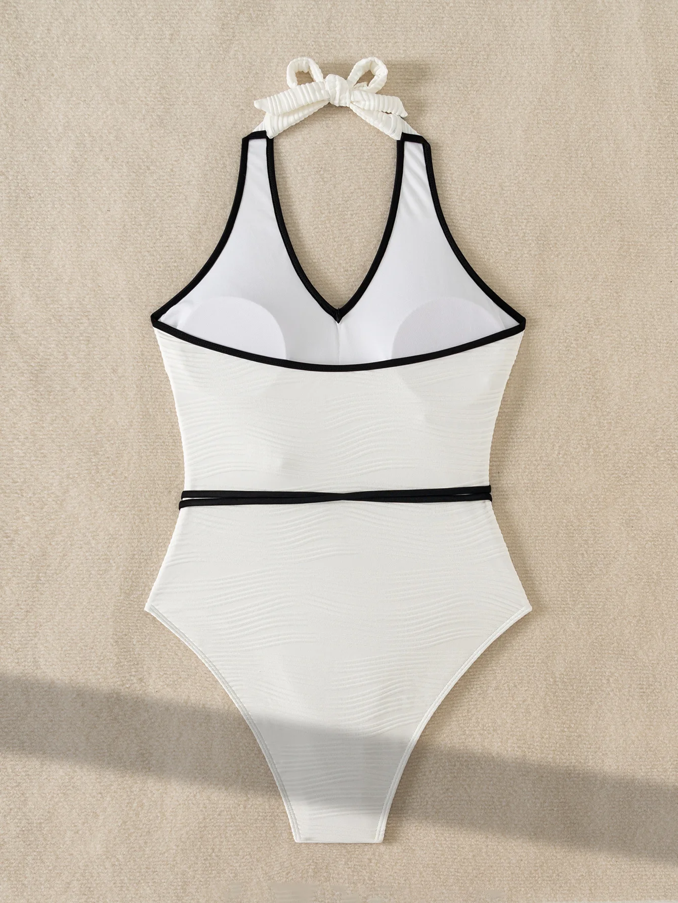 3D ดอกไม้เข็มขัด V คอ Splicing Halter ผู้หญิงชุดว่ายน้ํา One Piece ชุดว่ายน้ําหญิง Monokini Bather ชุดว่ายน้ําว่ายน้ํา