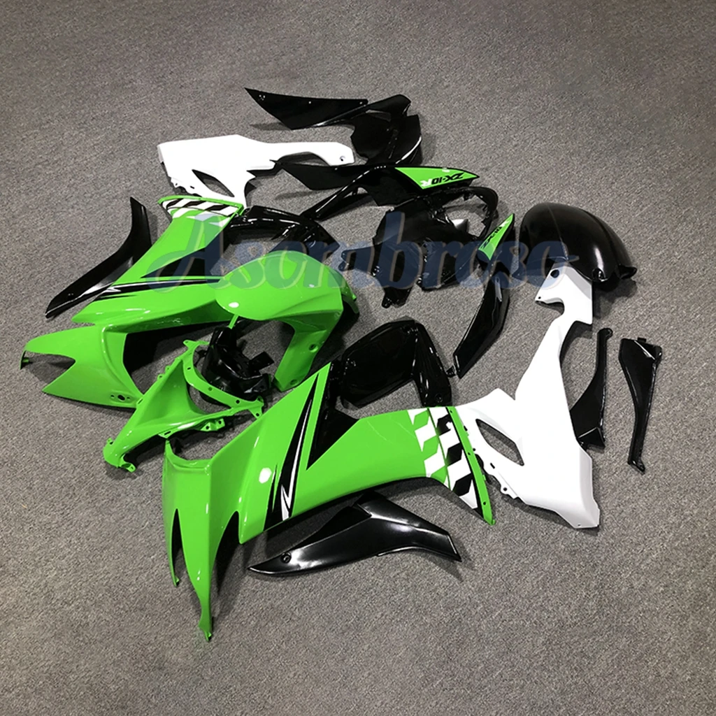 For KAWASAKI Ninja ZX10R 2008 2009 2010  ZX 10R 08-10 ZX1000 ABS Plastic Full Fairing Kit green white black bodywort YT