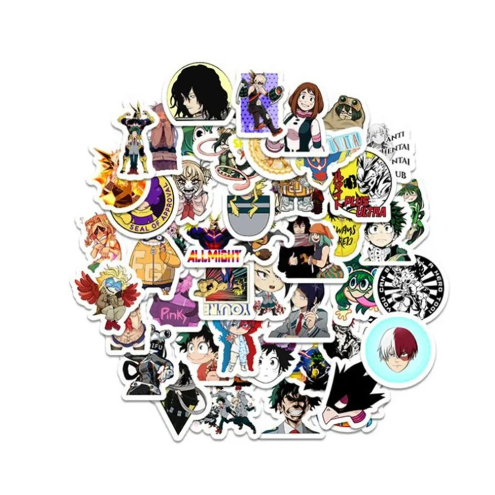 50PCS Anime Hero Academy Cartoon Character Laptop Computer Graffiti Luggage Decoration Waterproof Sticker Toy