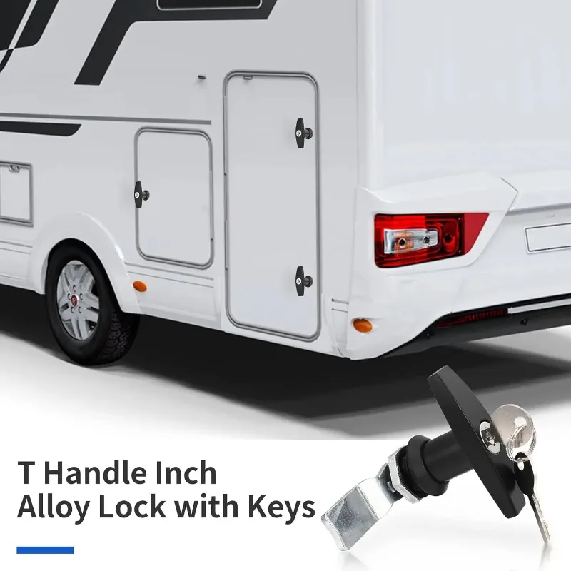 1 Set Heavy-Duty RV T-Handle Lock Stainless Steel Construction for Enhanced Security and Corrosion Resistance