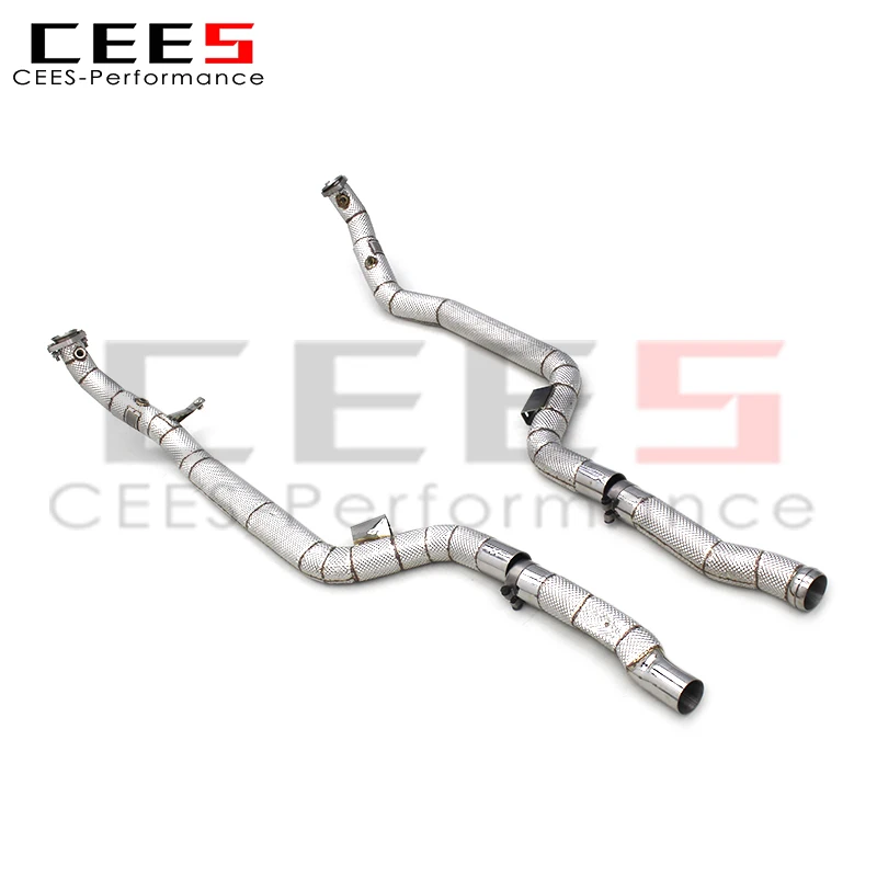 CEES Street Exhaust Front Section Parts for Mercedes-Benz E63 AMG W212 2007-2016 Turbo Downpipe with Heat Shield